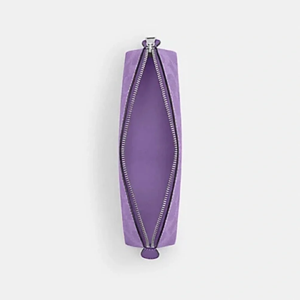 PENCIL CASE IN SIGNATURE CANVAS (COACH CZ206) SILVER/IRIS